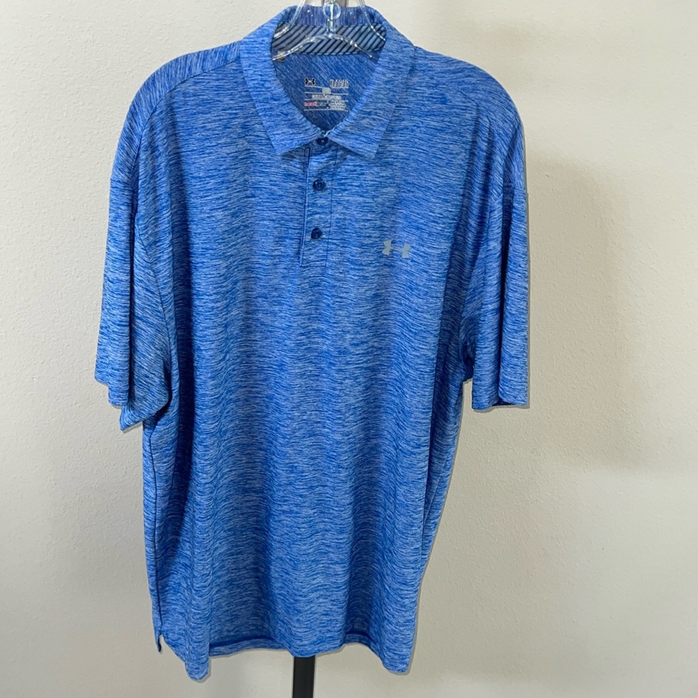 EUC Under Armour Heatgear Loose Fit XL Polo Shirt Blue